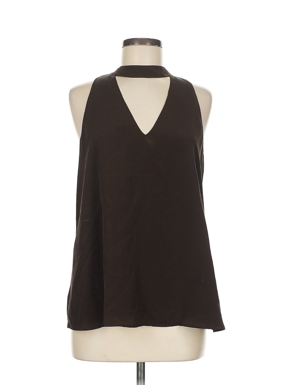 Lavender Brown Silk Halter Blouse Keyhole Cutout Espresso M
